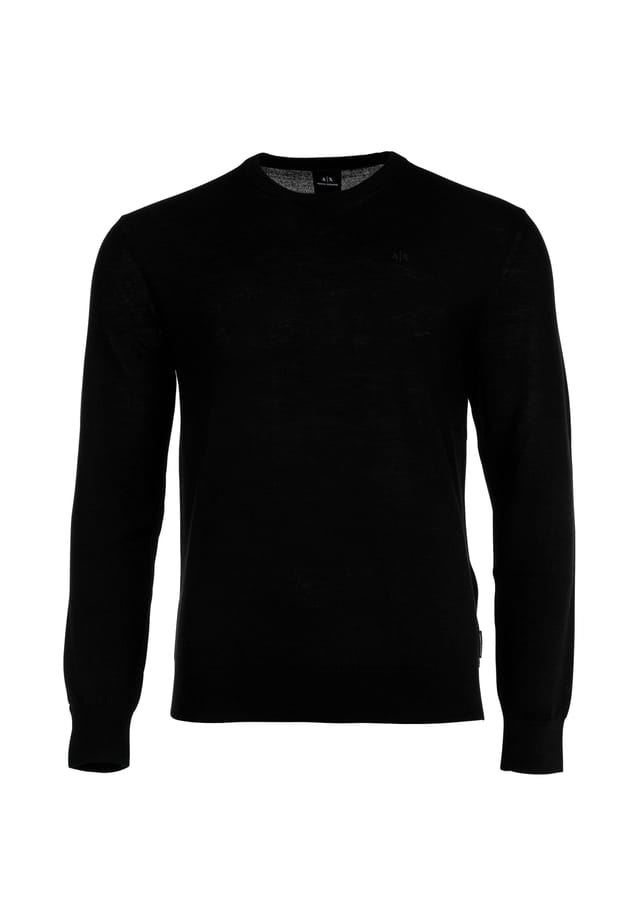 Вязаный свитер - новая шерсть круглый вырез логотип однотонный Armani Exchange, черный
Вязаный свитер - новая шерсть круглый вырез логотип однотонный Armani Exchange, черный