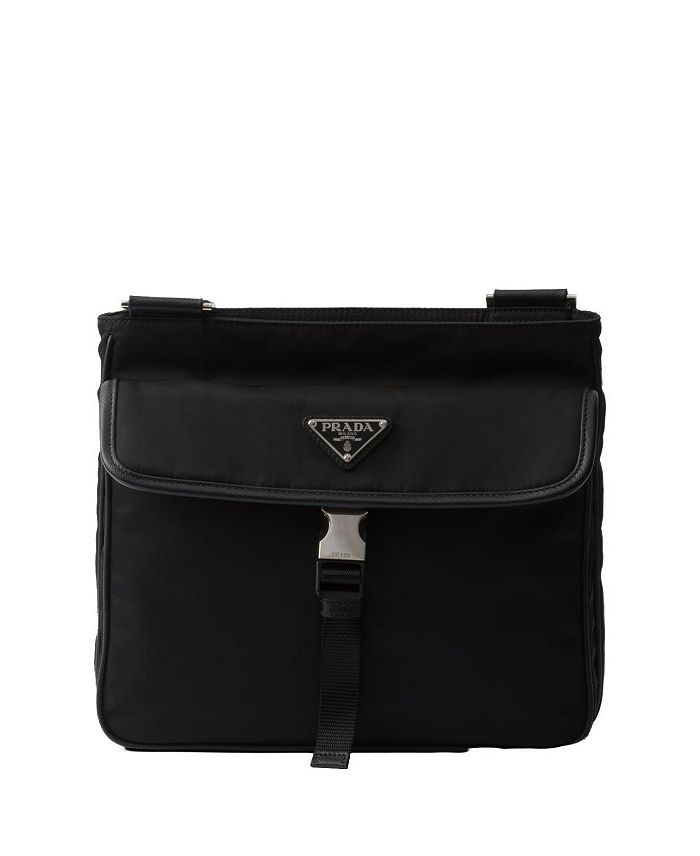 Плечевая сумка из переработанного нейлона и кожи Saffiano Prada, черный 
Плечевая сумка из переработанного нейлона и кожи Saffiano Prada, черный