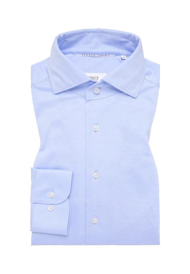 Японская трикотажная гибридная рубашка облегающего кроя Eterna, голубой
Японская трикотажная гибридная рубашка облегающего кроя Eterna, голубой