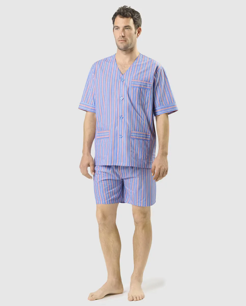 Мужская короткая пижама из ткани светло-голубого цвета El Búho Nocturno, светло-голубой 
Мужская короткая пижама из ткани светло-голубого цвета El Búho Nocturno, светло-голубой