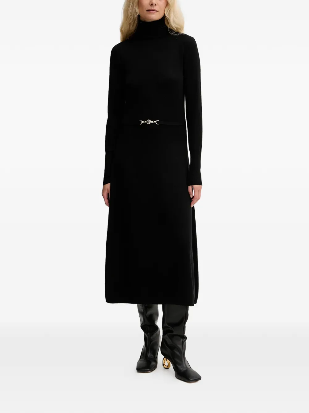 Платье миди с воротником-гольф и поясом Fracomina, черный
Платье миди с воротником-гольф и поясом Fracomina, черный