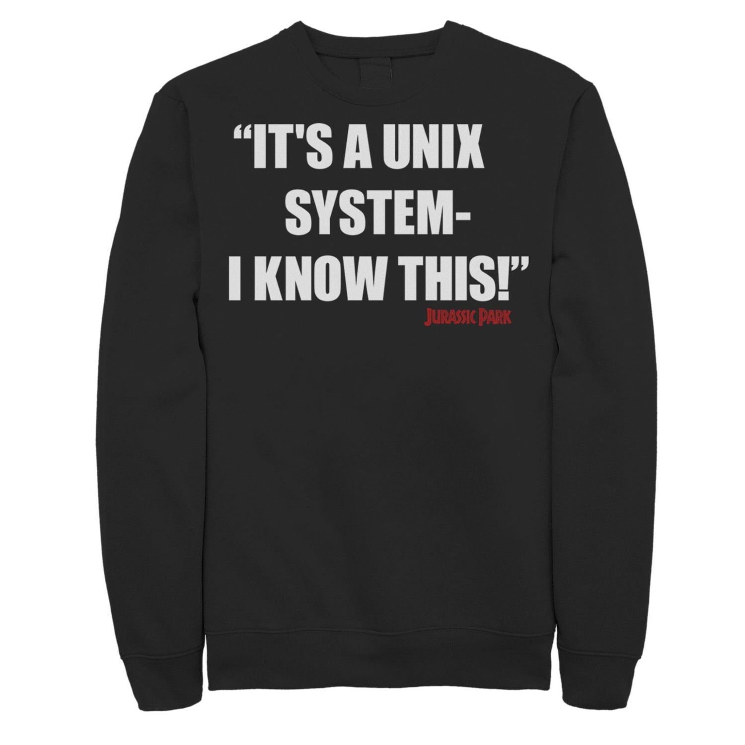 Мужской свитшот с надписью «Парк Юрского периода Это цитата системы Unix» Licensed Character, черный
Мужской свитшот с надписью «Парк Юрского периода Это цитата системы Unix» Licensed Character, черный