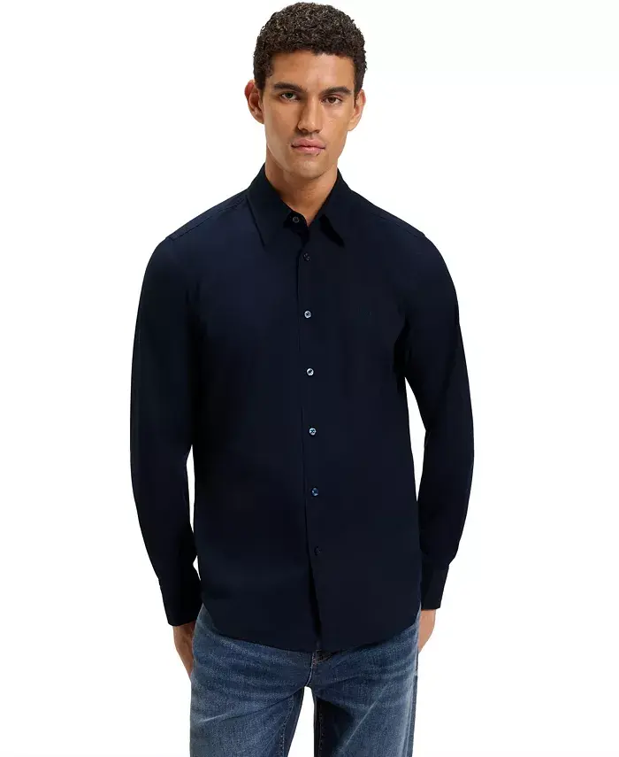 Мужская классическая рубашка из стрейч-хлопка Hugo Boss, синий
Мужская классическая рубашка из стрейч-хлопка Hugo Boss, синий