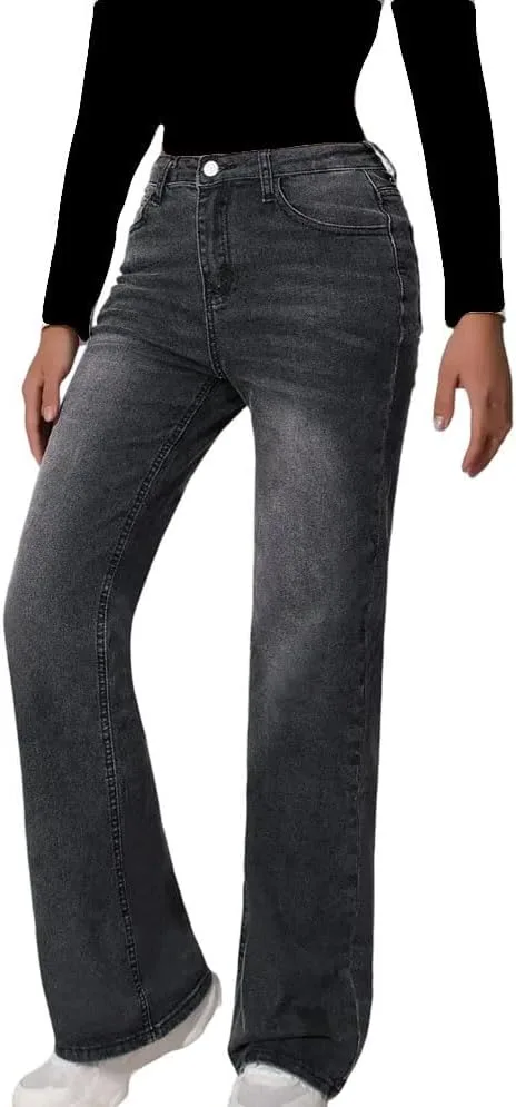 Женские джинсы прямого кроя черные с высокой талией
Женские джинсы прямого кроя черные с высокой талией