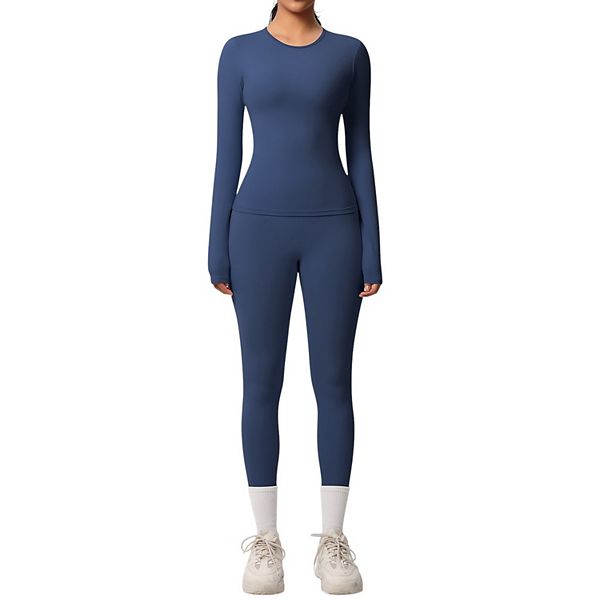 Женский сет: топ с длинным рукавом и лосины на высокой талии slim fit Anna-Kaci, Navy
Женский сет: топ с длинным рукавом и лосины на высокой талии slim fit Anna-Kaci, Navy