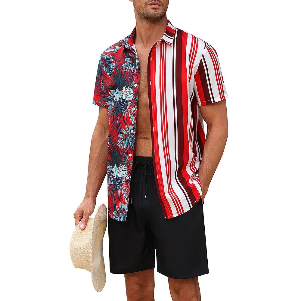Мужская гавайская рубашка, комплект из 2 предметов, рубашки с короткими рукавами и шорты с цветочным принтом, летние пляжные наряды MISSKY, красный
Мужская гавайская рубашка, комплект из 2 предметов, рубашки с короткими рукавами и шорты с цветочным принтом, летние пляжные наряды MISSKY, красный
