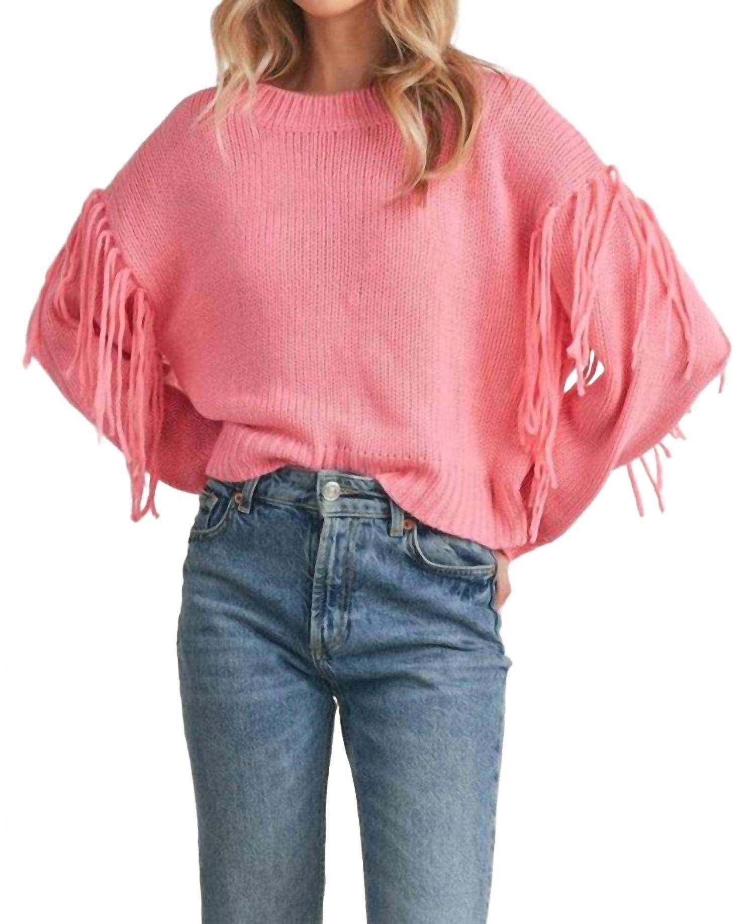 Свитер с бахромой на рукавах в розовом цвете Buttermelon
Свитер с бахромой на рукавах в розовом цвете Buttermelon