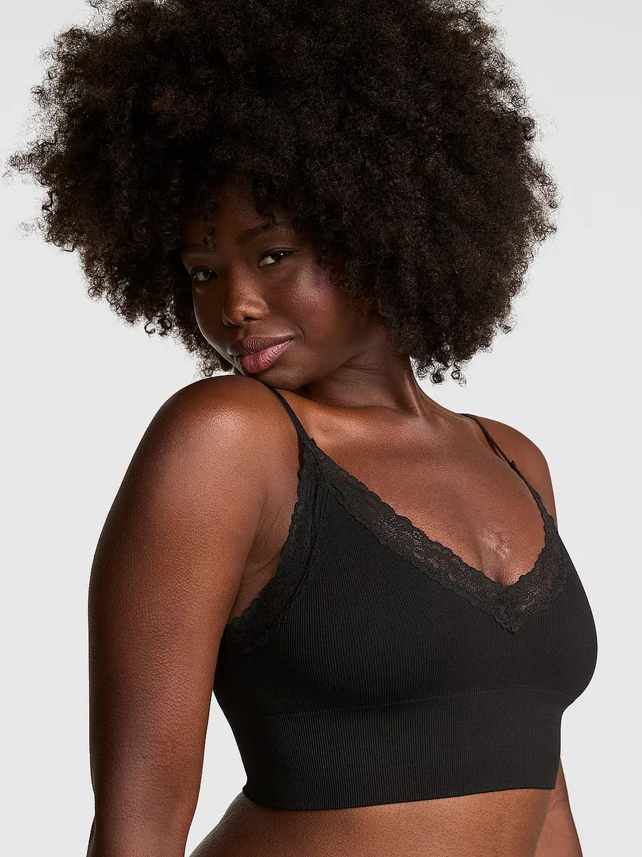 Бесшовный удлиненный бюстгальтер без подкладки в рубчик Pink Bralettes & Bra Tops, черный
Бесшовный удлиненный бюстгальтер без подкладки в рубчик Pink Bralettes & Bra Tops, черный