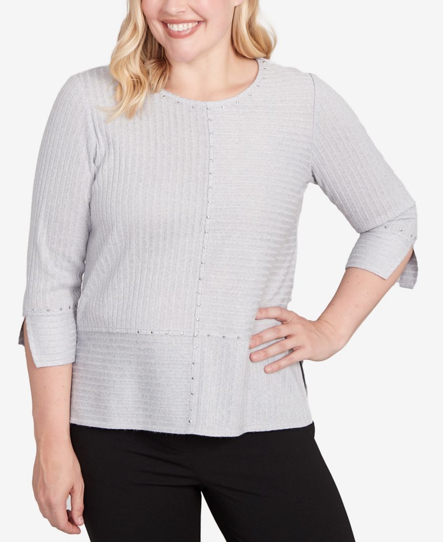 Укороченный трикотажный топ с круглым вырезом Petite Jet Setter Heat Set с декоративными элементами Alfred Dunner, Gray
Укороченный трикотажный топ с круглым вырезом Petite Jet Setter Heat Set с декоративными элементами Alfred Dunner, Gray