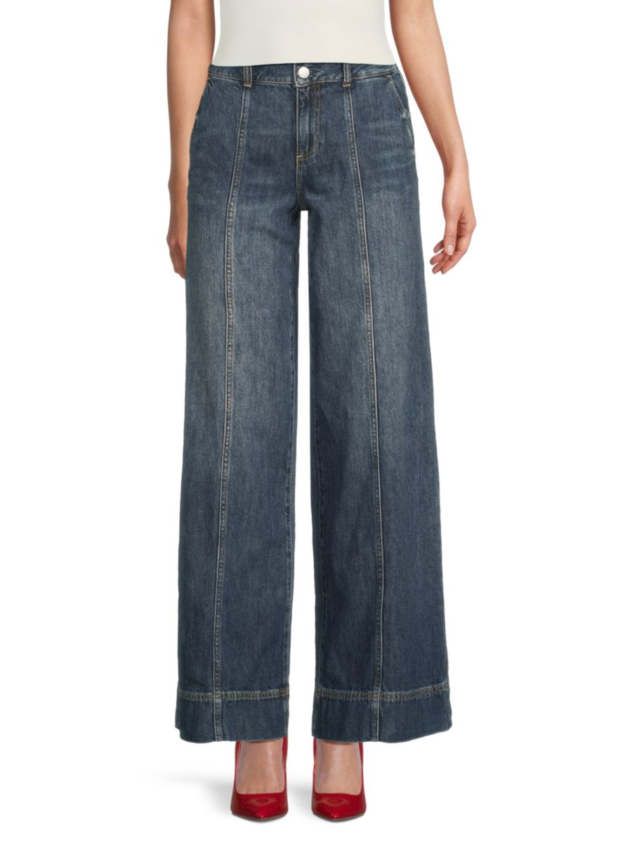 Джинсы Mame с высокой талией и широкими штанинами Alice + Olivia, цвет Denim Vintage
Джинсы Mame с высокой талией и широкими штанинами Alice + Olivia, цвет Denim Vintage