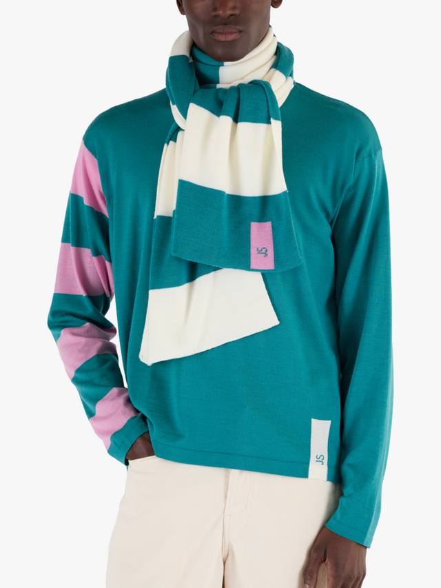 Шарф из мериносовой шерсти в полоску John Smedley, Ocean Teal/Snow White
Шарф из мериносовой шерсти в полоску John Smedley, Ocean Teal/Snow White