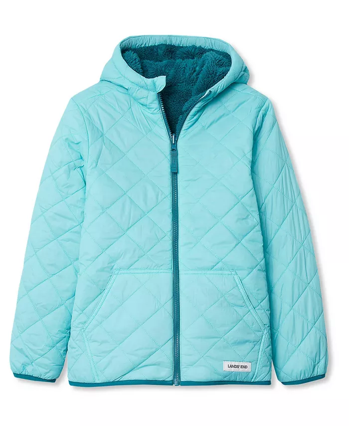 Двусторонняя утепленная куртка FeatherFree для девочек с высоким ворсом Lands' End, синий 
Двусторонняя утепленная куртка FeatherFree для девочек с высоким ворсом Lands' End, синий