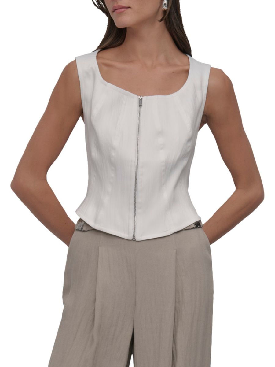 Укороченный корсетный топ без рукавов DKNY, слоновая кость
Укороченный корсетный топ без рукавов DKNY, слоновая кость