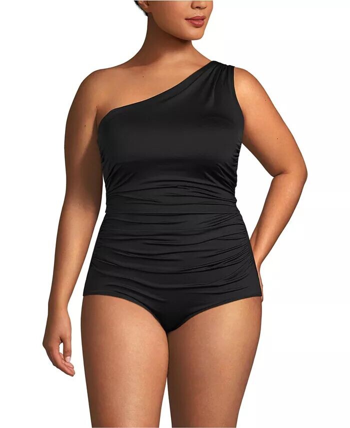 Женский топ танкини на одно плечо с оборками и большим размером Lands' End, черный
Женский топ танкини на одно плечо с оборками и большим размером Lands' End, черный