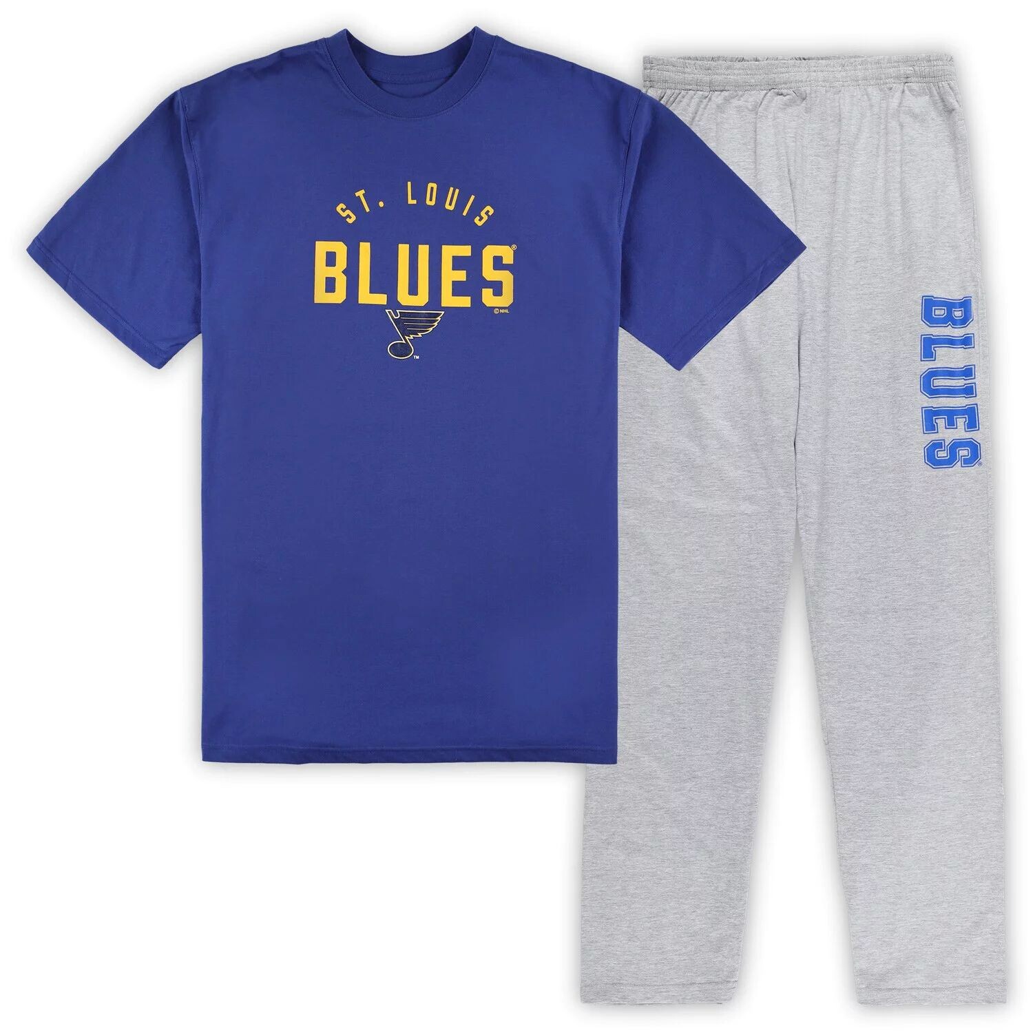 Мужской комплект для отдыха с футболкой и брюками St. Louis Blues Royal/Heather Grey Big & Tall
Мужской комплект для отдыха с футболкой и брюками St. Louis Blues Royal/Heather Grey Big & Tall