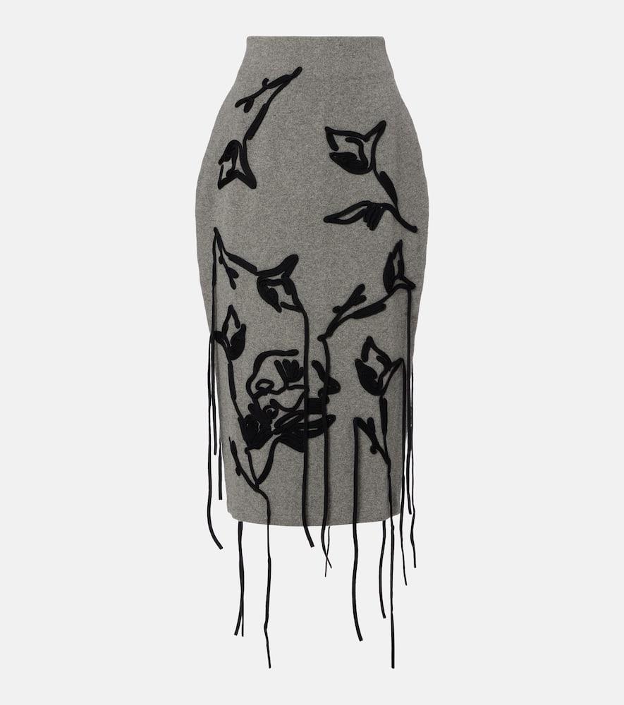 Вышитая шерстяная юбка-карандаш Erdem, Grey Melange
Вышитая шерстяная юбка-карандаш Erdem, Grey Melange