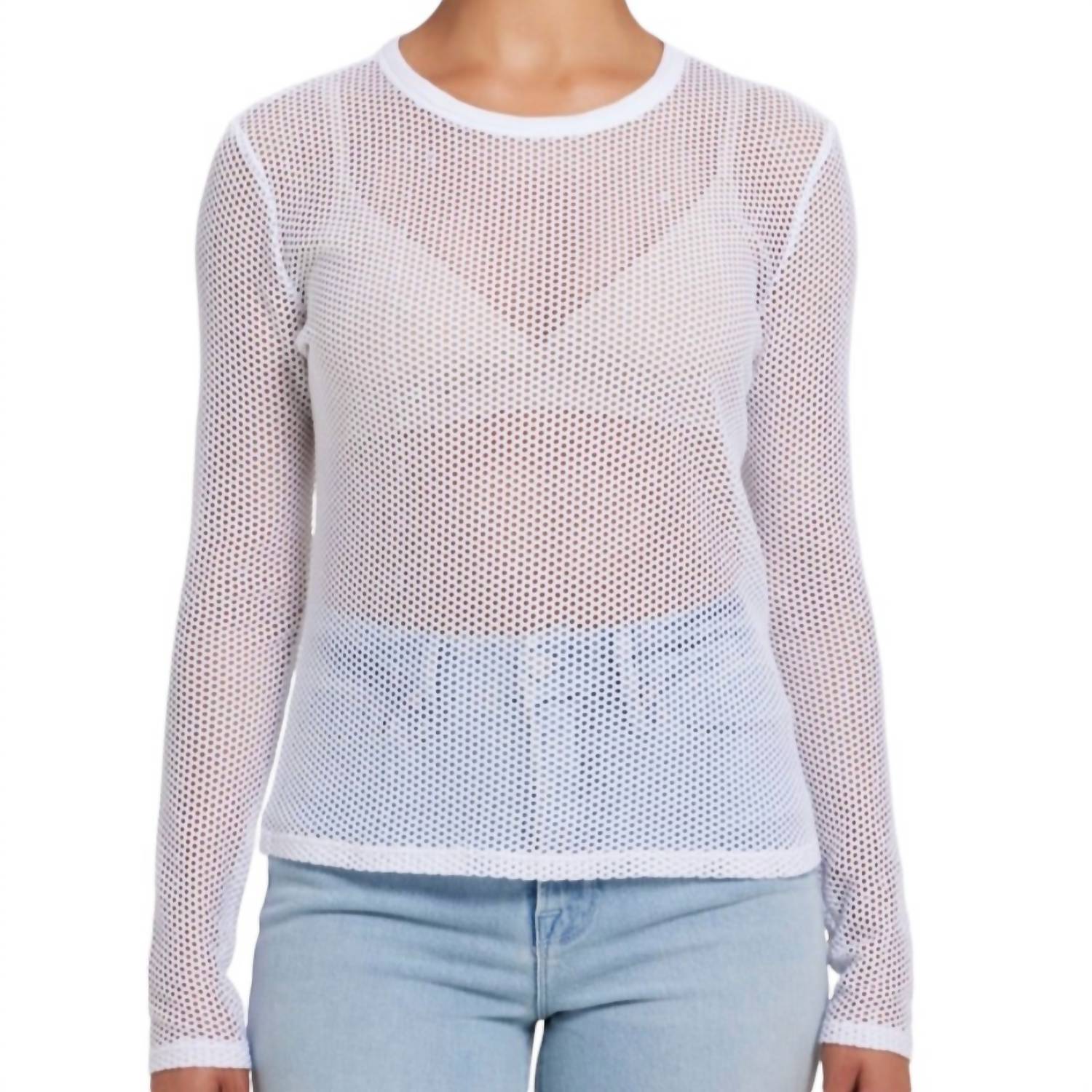 Футболка с длинным рукавом из сетки белого цвета GOLDIE
Футболка с длинным рукавом из сетки белого цвета GOLDIE