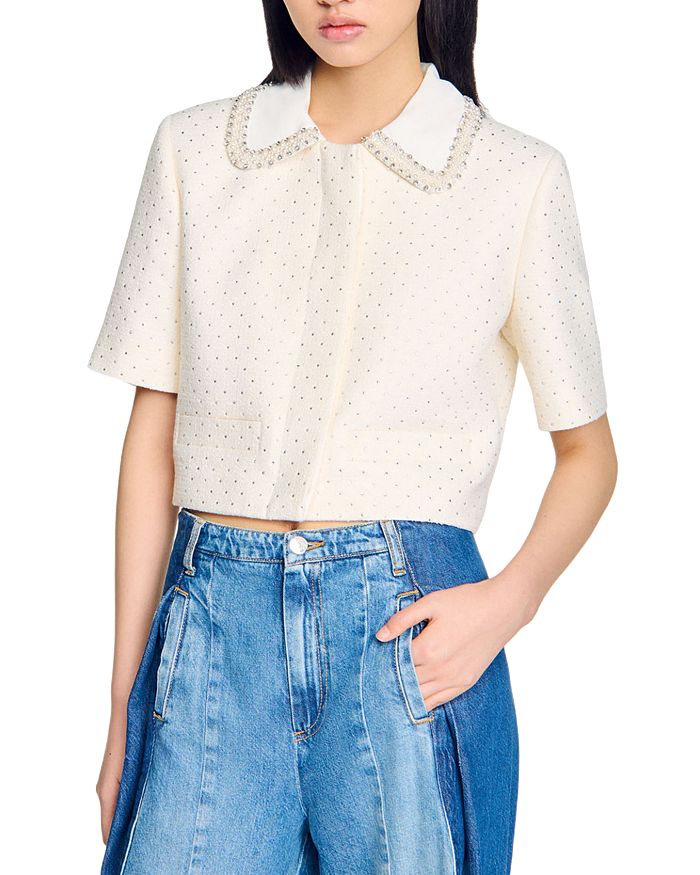 Куртка с коротким рукавом и стразами Sandro, слоновая кость/кремовый
Куртка с коротким рукавом и стразами Sandro, слоновая кость/кремовый