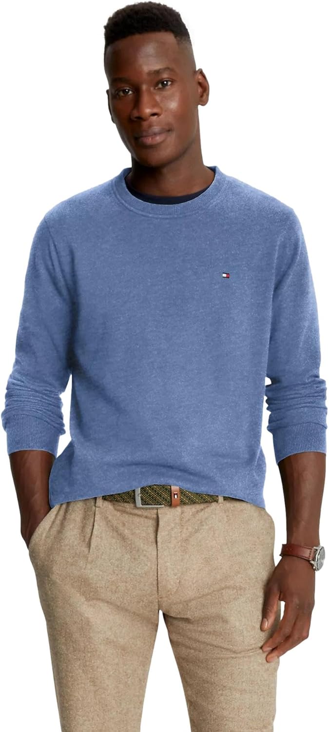 Мужской фирменный однотонный свитер с круглым вырезом TOMMY HILFIGER из коллекции 2025 года, Blue Heather.
Мужской фирменный однотонный свитер с круглым вырезом TOMMY HILFIGER из коллекции 2025 года, Blue Heather.