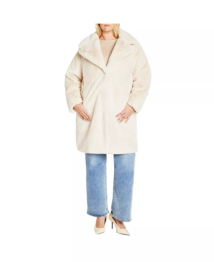 Пальто из искусственного меха Remi больших размеров CITY CHIC, коричневый/бежевый 
Пальто из искусственного меха Remi больших размеров CITY CHIC, коричневый/бежевый