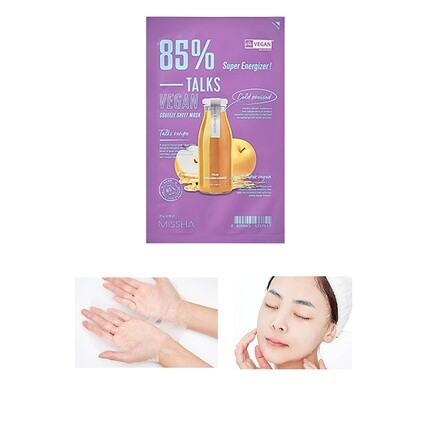 Talks Vegan Squeeze Sheet Mask Super Energizer для уставшей кожи 1 маска, Missha
Talks Vegan Squeeze Sheet Mask Super Energizer для уставшей кожи 1 маска, Missha