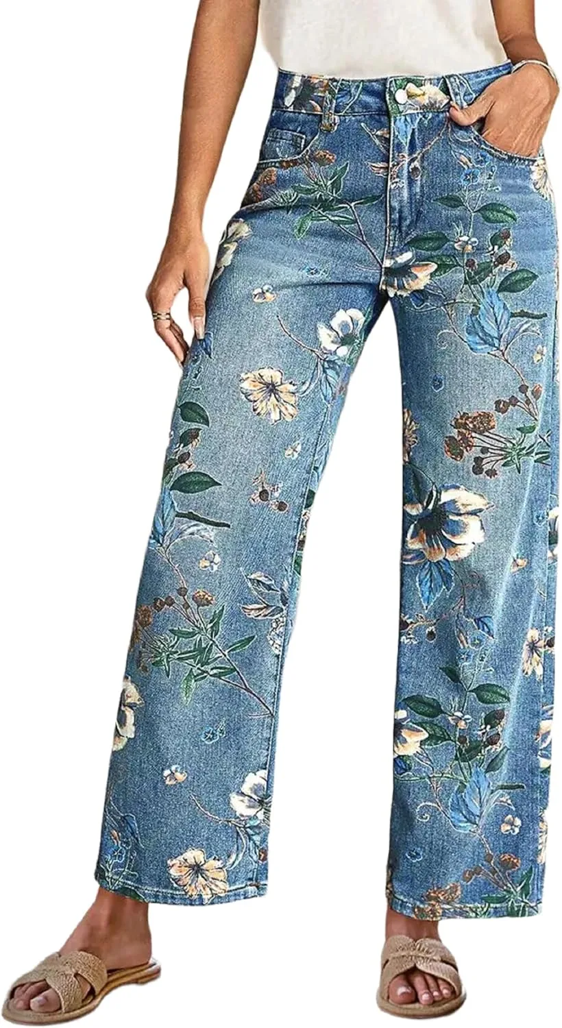 Женские джинсы с цветочным принтом, широкие и прямые Huang's
Женские джинсы с цветочным принтом, широкие и прямые Huang's