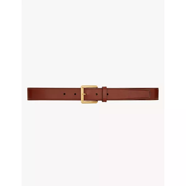 Прямоугольный кожаный ремень с пряжкой Saint Laurent, коричневый
Прямоугольный кожаный ремень с пряжкой Saint Laurent, коричневый