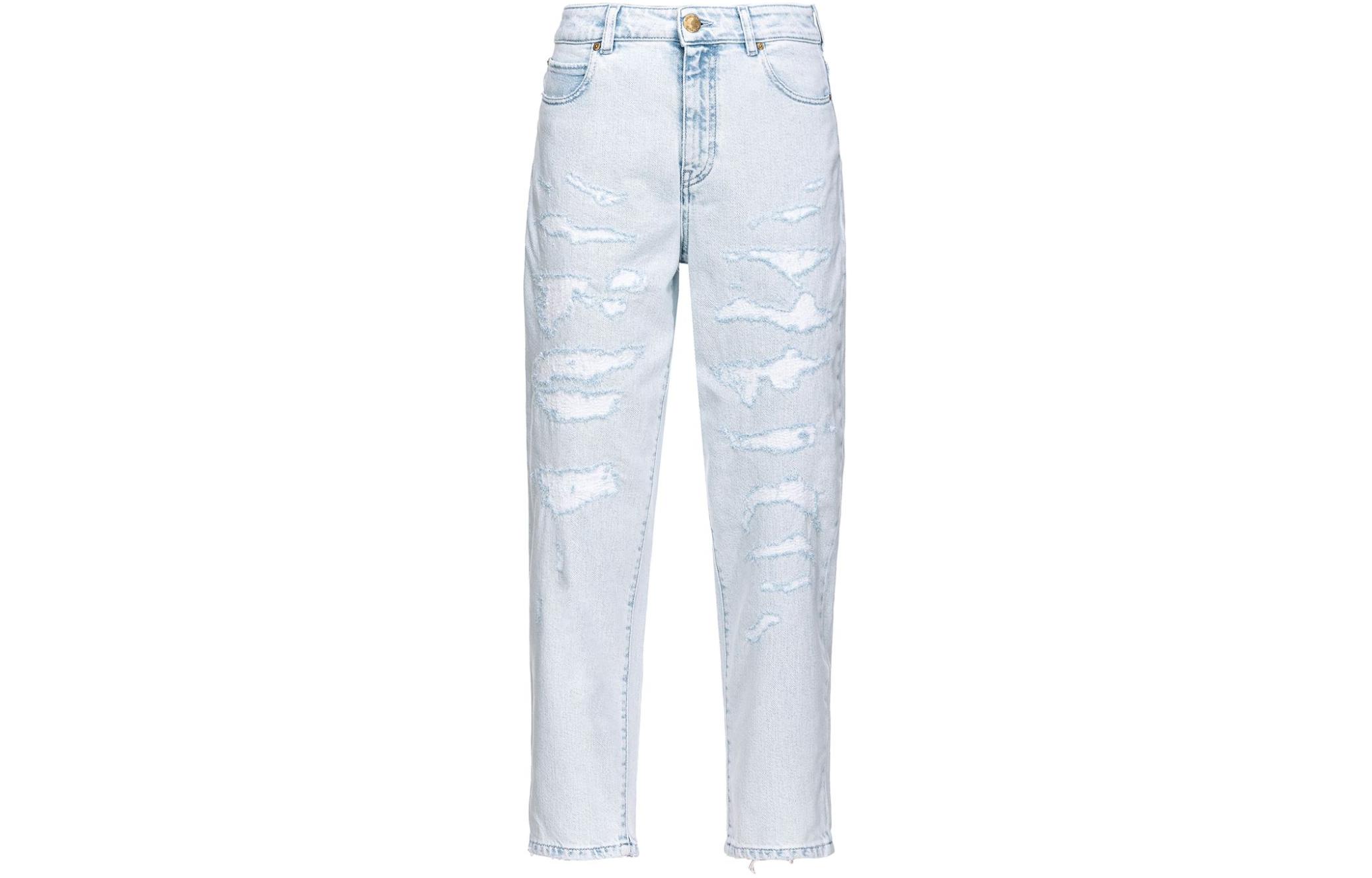 Джинсы PINKO прямого кроя средней посадки, светло-голубые 
Джинсы PINKO прямого кроя средней посадки, светло-голубые