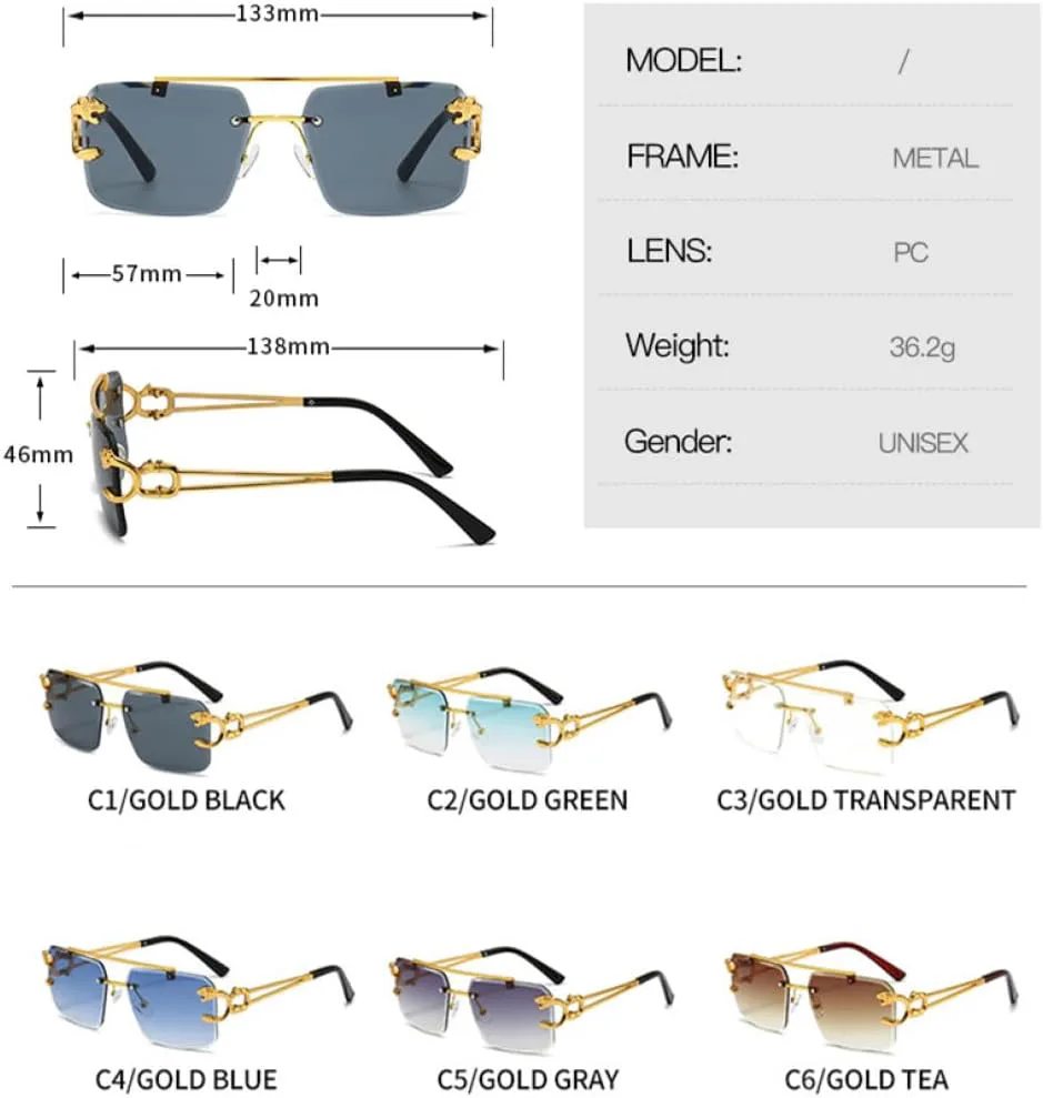 Винтажные солнцезащитные очки без оправы для женщин, роскошные солнцезащитные очки без оправы для мужчин, очки с леопардовым принтом, SUN76 Generic, Gold Black
Винтажные солнцезащитные очки без оправы для женщин, роскошные солнцезащитные очки без оправы для мужчин, очки с леопардовым принтом, SUN76 Generic, Gold Black