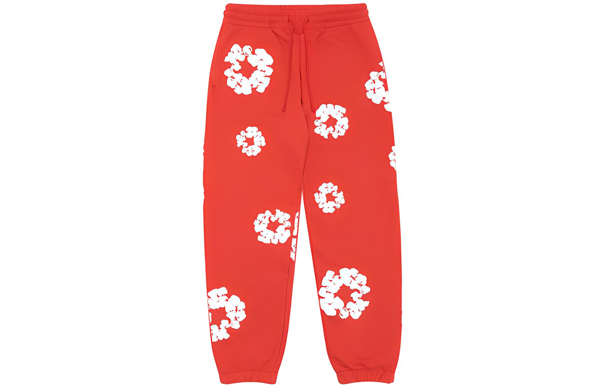 Хлопковые брюки с вышивкой венка и денимовыми слезами, красные
Хлопковые брюки с вышивкой венка и денимовыми слезами, красные