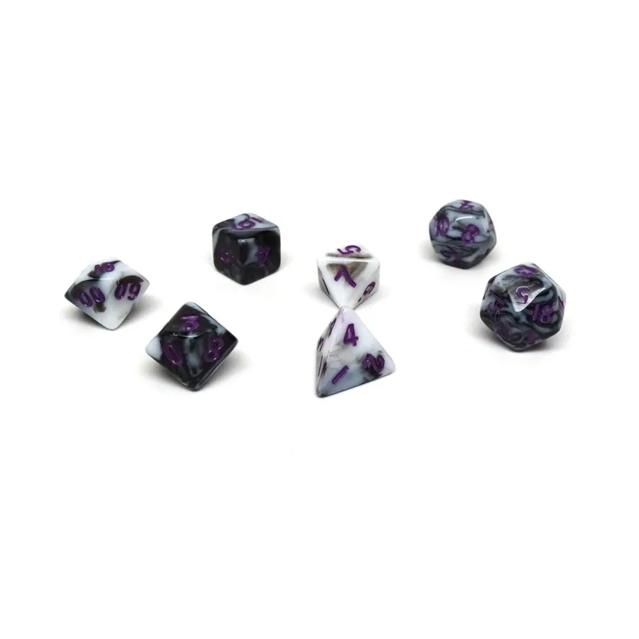 Мраморный с фиолетовым (7), Dice - Mini 7 Piece Poly Sets (Easy Roller Dice)
Мраморный с фиолетовым (7), Dice - Mini 7 Piece Poly Sets (Easy Roller Dice)