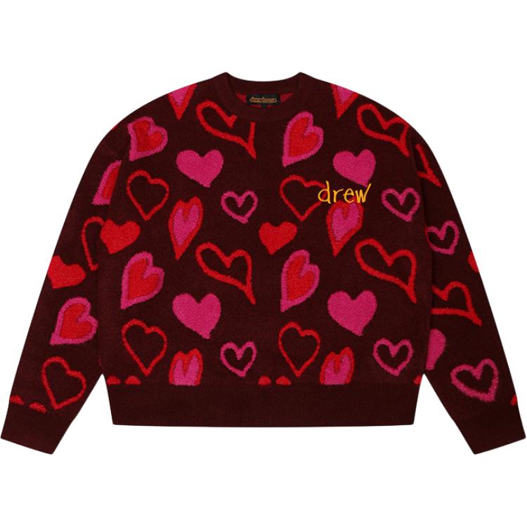 Свитер с рисунком в виде сердечек Drew House, Burgundy
Свитер с рисунком в виде сердечек Drew House, Burgundy
