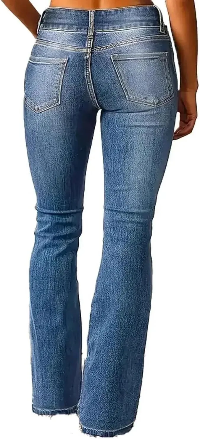 Женские модные синие джинсы low-rise расклешенные stretch деним
Женские модные синие джинсы low-rise расклешенные stretch деним