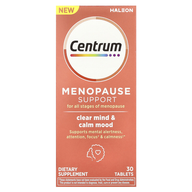 Centrum, Menopause Support, ясность ума и спокойное настроение, 30 таблеток
Centrum, Menopause Support, ясность ума и спокойное настроение, 30 таблеток