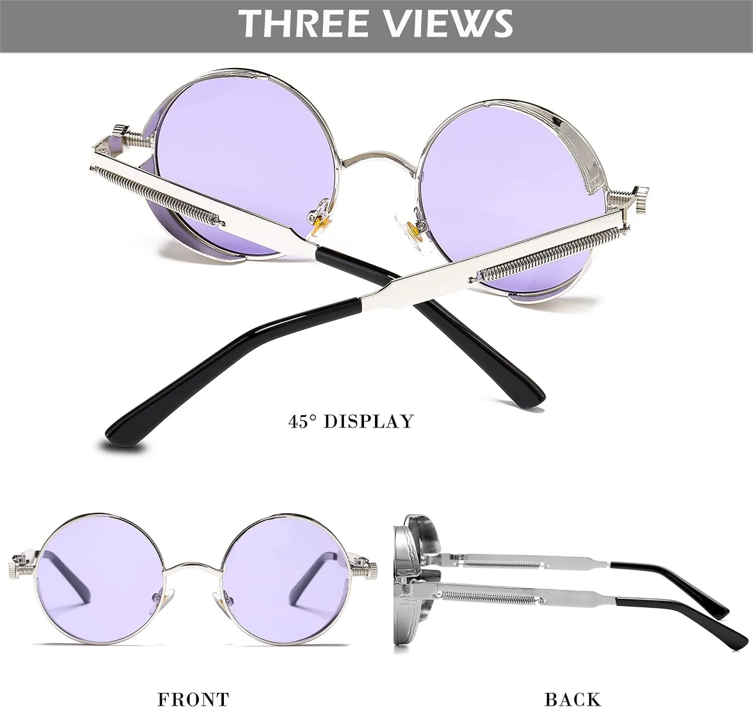 HJSTES Винтажные круглые солнцезащитные очки в стиле стимпанк для женщин и мужчин, круглые готические очки в ретро-металлической оправе, A13 Purple Lens/Silver Frame
HJSTES Винтажные круглые солнцезащитные очки в стиле стимпанк для женщин и мужчин, круглые готические очки в ретро-металлической оправе, A13 Purple Lens/Silver Frame