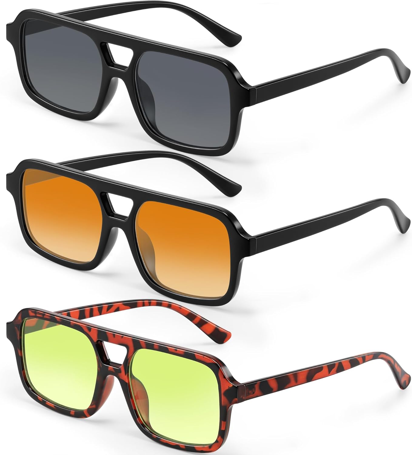 Ретро-солнцезащитные очки квадратной формы для женщин и мужчин - модные винтажные очки-авиаторы с защитой от УФ-излучения UV400 kunchu, A06-black/Grey+black/Orange+tortoise/Clear Light Green
Ретро-солнцезащитные очки квадратной формы для женщин и мужчин - модные винтажные очки-авиаторы с защитой от УФ-излучения UV400 kunchu, A06-black/Grey+black/Orange+tortoise/Clear Light Green