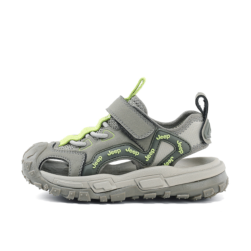 Скользостойкие противоударные износостойкие детские сандалии Kids' Jeep, серо-зеленый 
Скользостойкие противоударные износостойкие детские сандалии Kids' Jeep, серо-зеленый