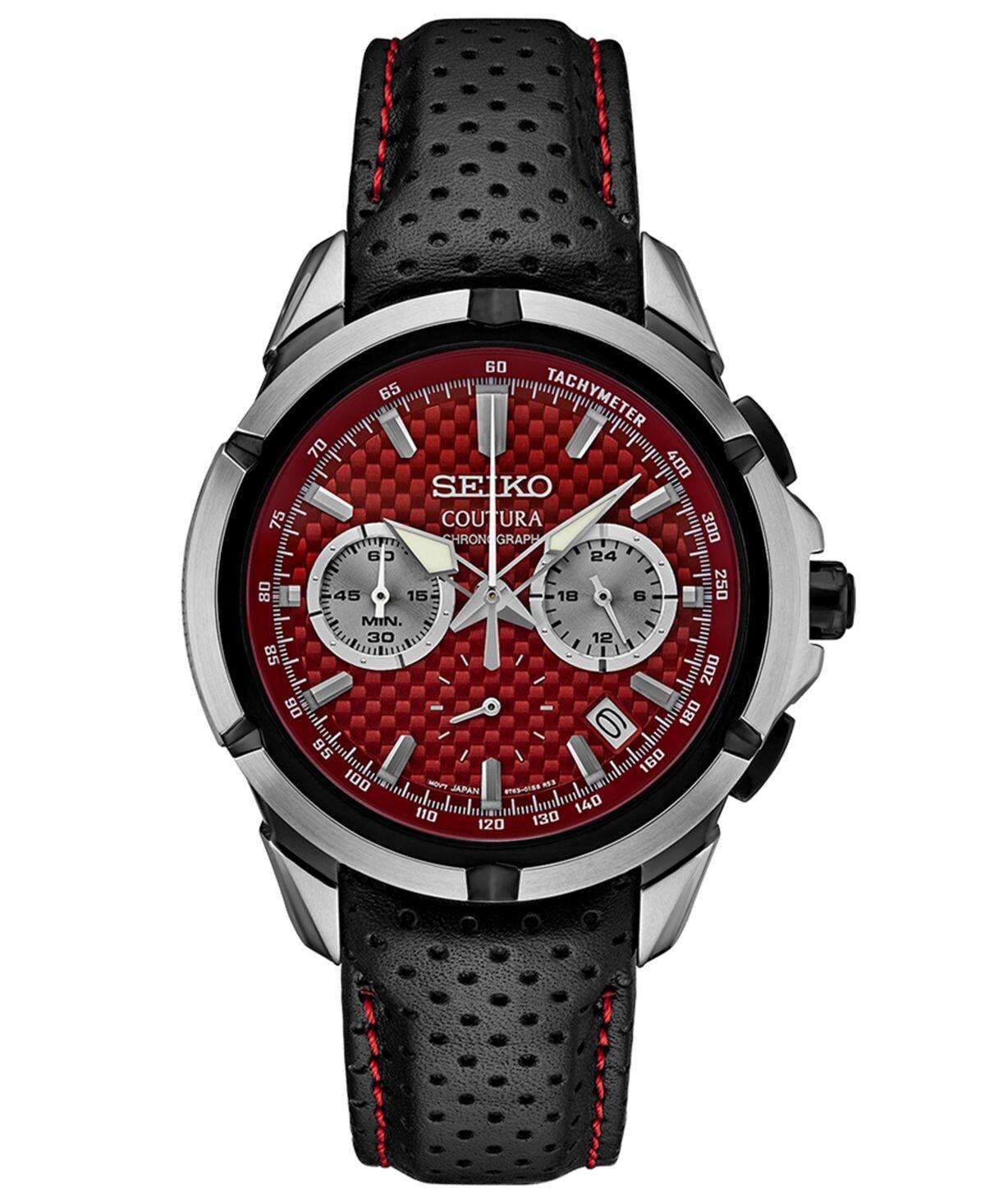 Мужские часы с хронографом Coutura, черные, с перфорированным кожаным ремешком, 42 мм Seiko
Мужские часы с хронографом Coutura, черные, с перфорированным кожаным ремешком, 42 мм Seiko