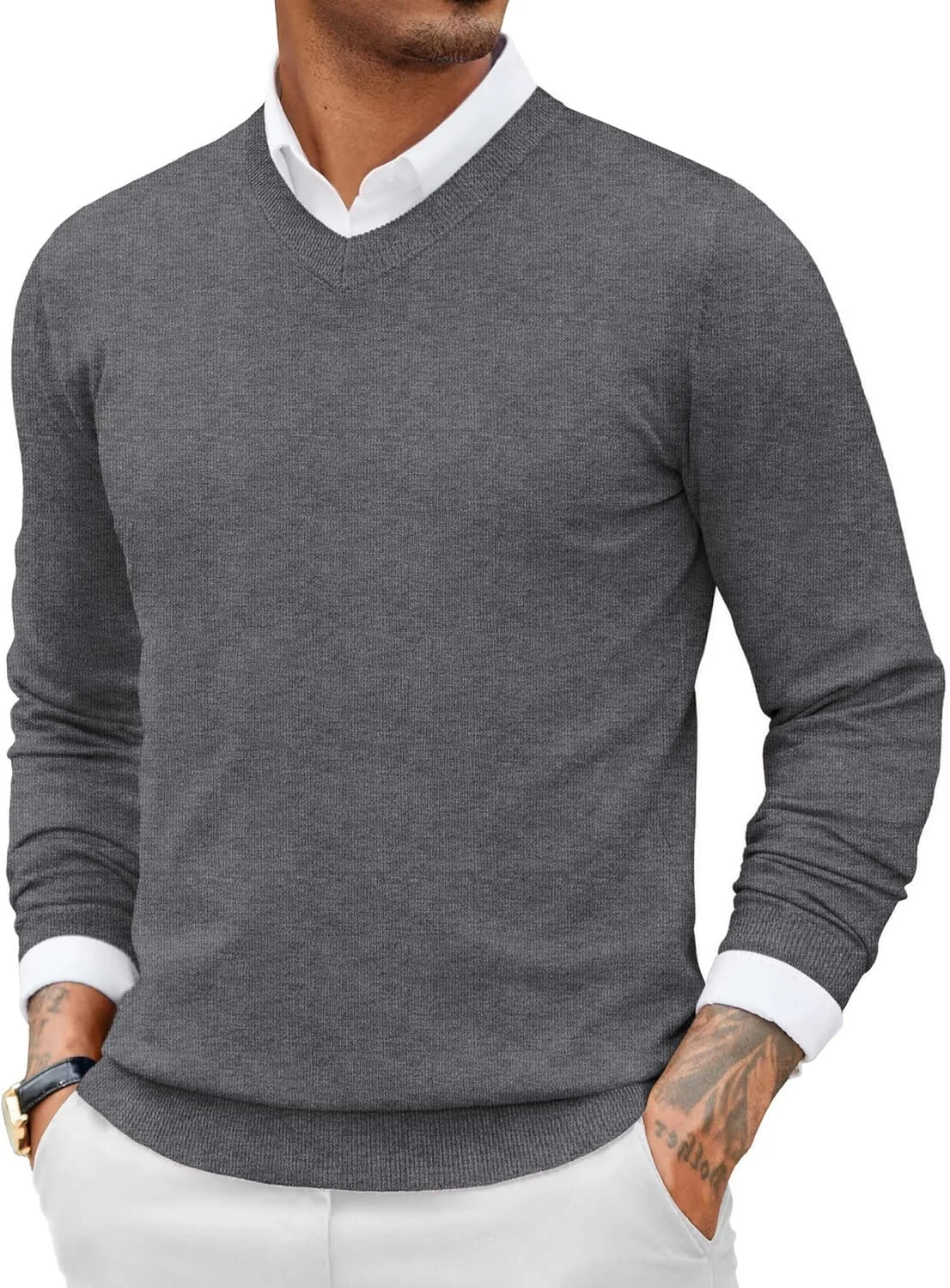 COOFANDY мужской повседневный свитер с V-образным вырезом, ребристый трикотаж, приталенный
COOFANDY мужской повседневный свитер с V-образным вырезом, ребристый трикотаж, приталенный