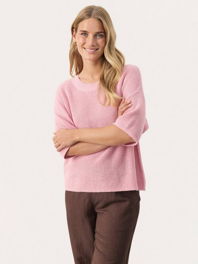 Reiko короткий джемпер с короткими рукавами из льняной ткани Part Two, Pink Nectar
Reiko короткий джемпер с короткими рукавами из льняной ткани Part Two, Pink Nectar