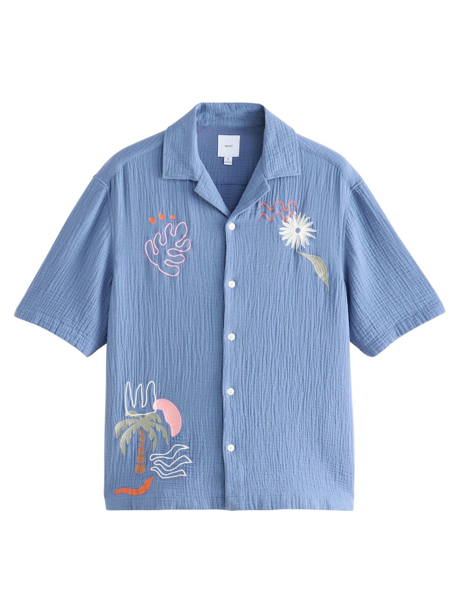 Рубашка обычного кроя на пуговицах Next, синий 
Рубашка обычного кроя на пуговицах Next, синий