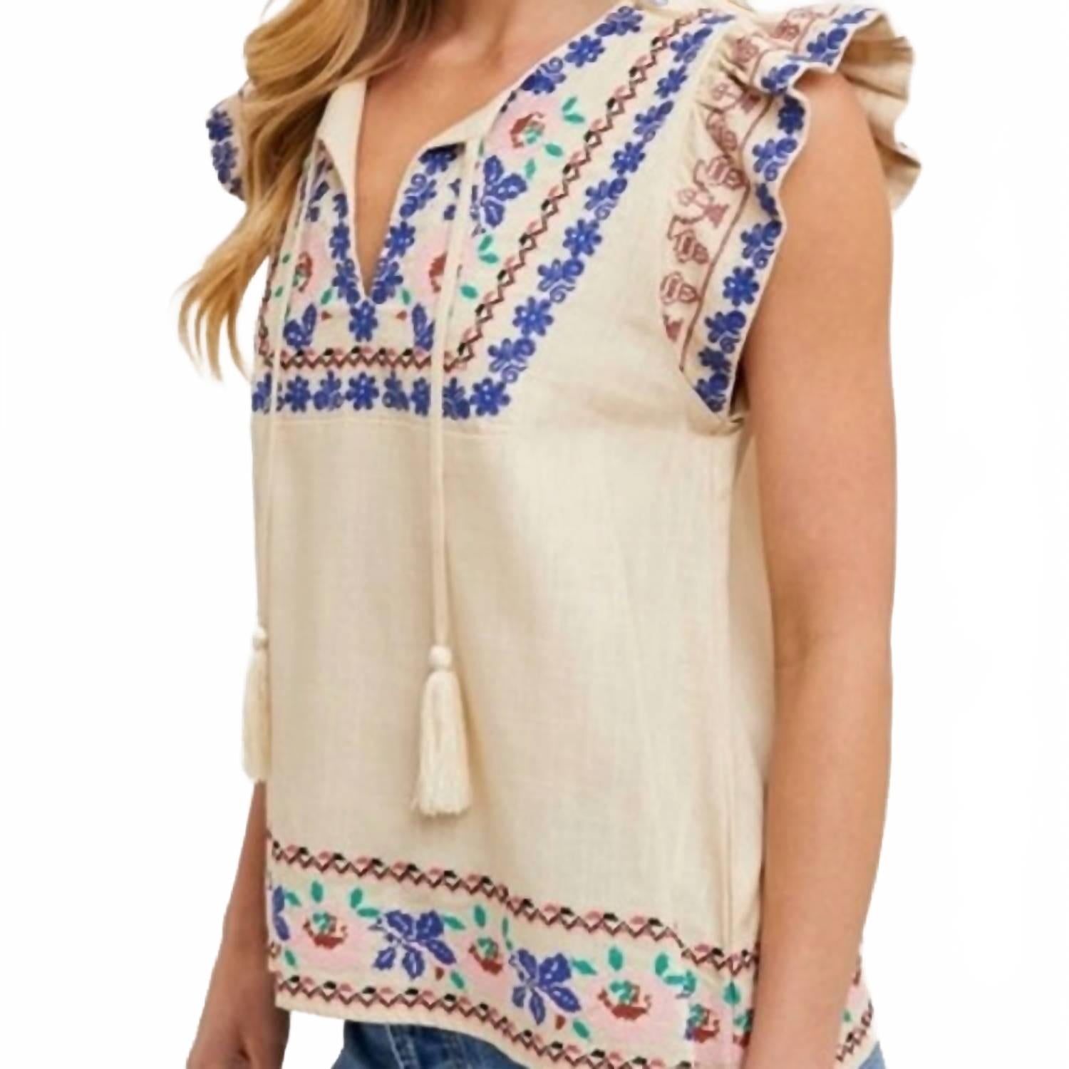 Бохо топ с вышивкой, оборками на рукавах, кисточками и шнурком из льняной смеси в кремовом цвете BluIvy
Бохо топ с вышивкой, оборками на рукавах, кисточками и шнурком из льняной смеси в кремовом цвете BluIvy