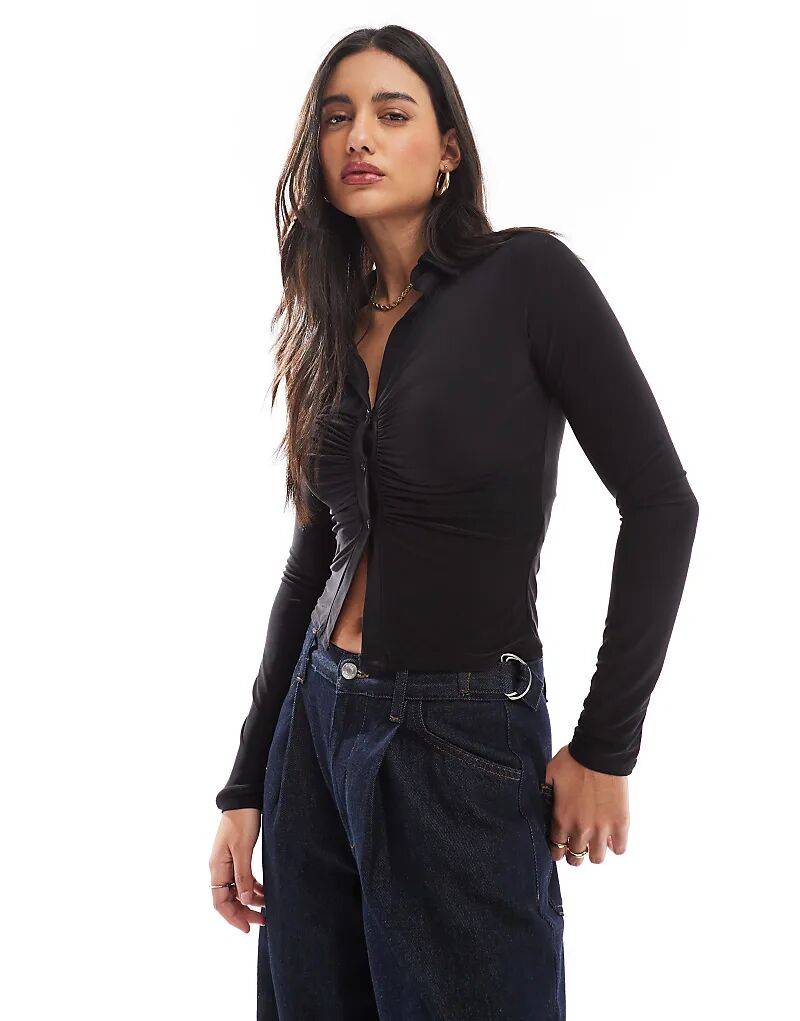 Облегающая рубашка с глубоким вырезом и длинными рукавами черного цвета ASOS DESIGN
Облегающая рубашка с глубоким вырезом и длинными рукавами черного цвета ASOS DESIGN