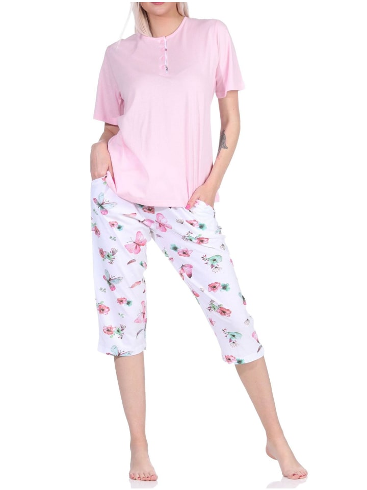 NORMANN Пижама-капри с короткими рукавами и цветочным принтом розового цвета
NORMANN Пижама-капри с короткими рукавами и цветочным принтом розового цвета
