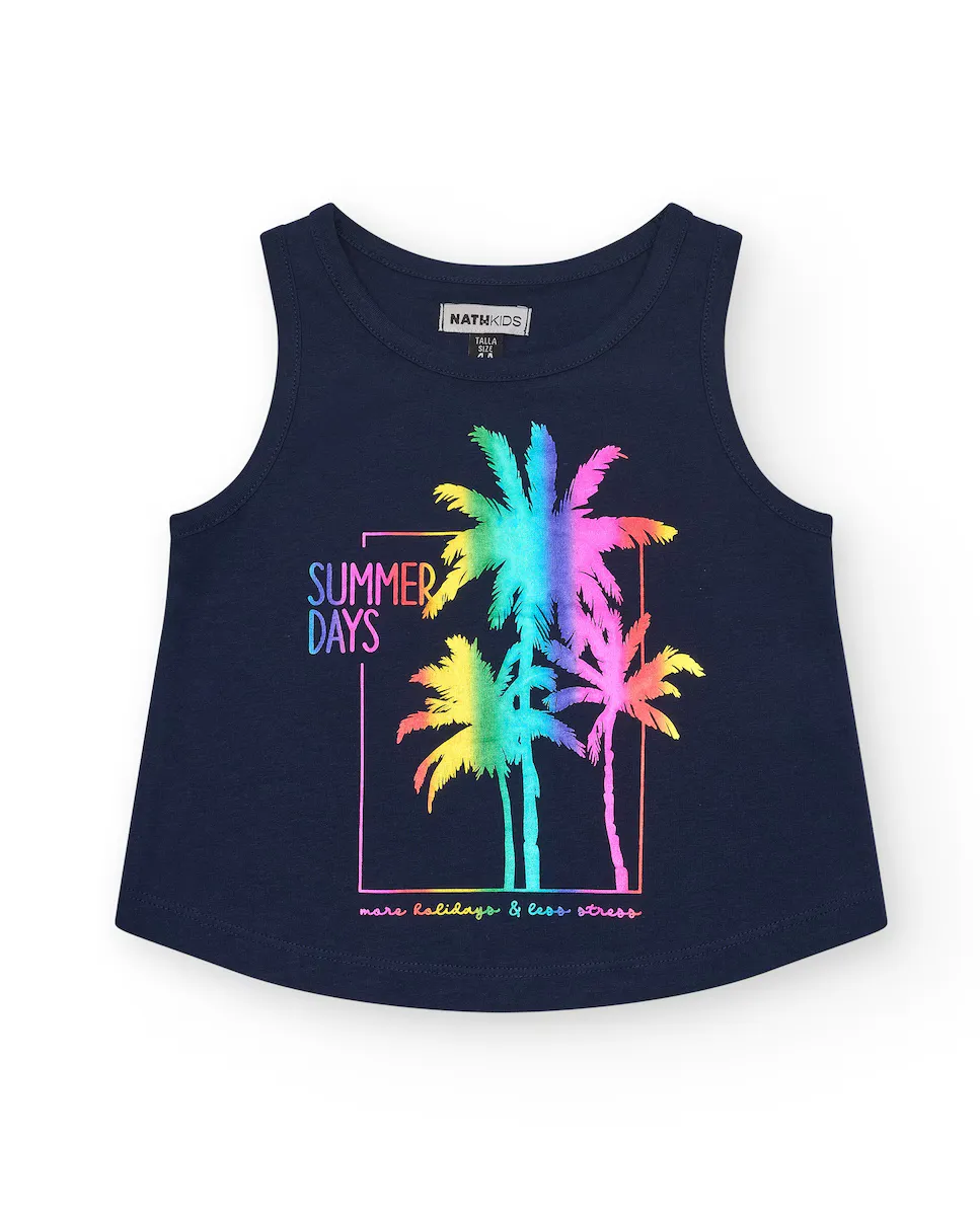Топ без рукавов для девочки с принтом пальм Tuc tuc, темно-синий
Топ без рукавов для девочки с принтом пальм Tuc tuc, темно-синий
