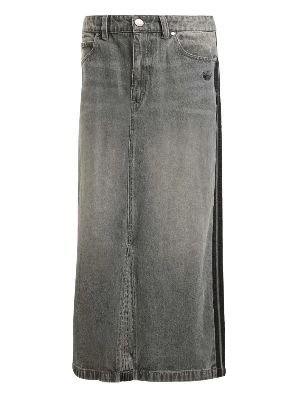 Джинсовая юбка макси с 3 полосками Adicolor Adidas, серый 
Джинсовая юбка макси с 3 полосками Adicolor Adidas, серый