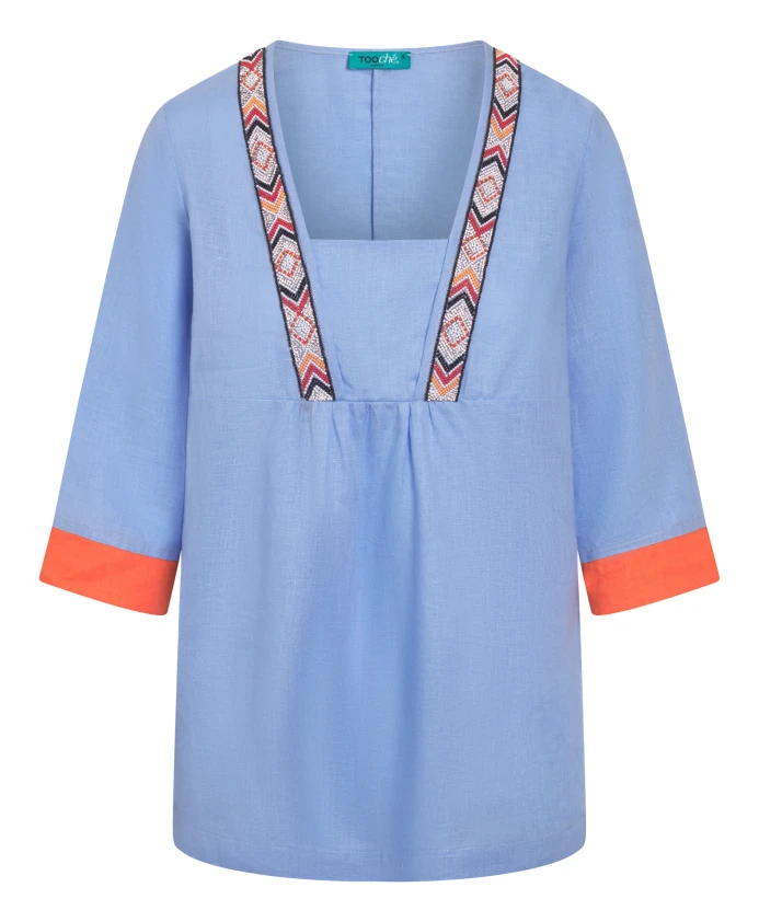 Элегантная льняная блузка с золотыми/серебряными аппликациями. Tooche, синий
Элегантная льняная блузка с золотыми/серебряными аппликациями. Tooche, синий