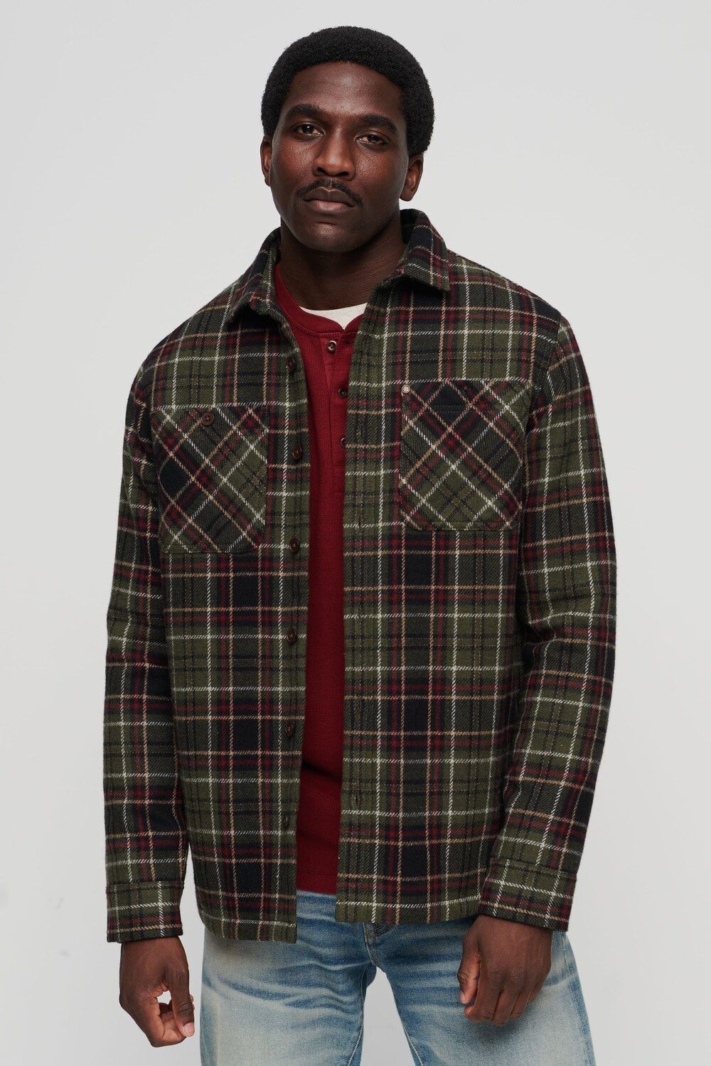 Стеганая купеческая рубашка Superdry, зеленый 
Стеганая купеческая рубашка Superdry, зеленый