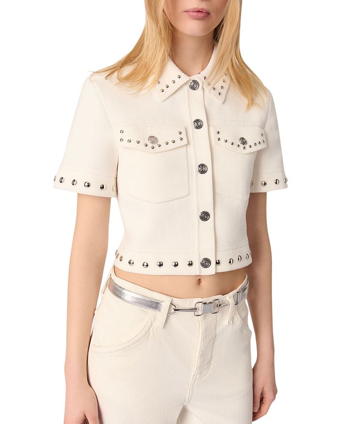 Короткий кардиган с шипами Maje, слоновая кость/кремовый
Короткий кардиган с шипами Maje, слоновая кость/кремовый