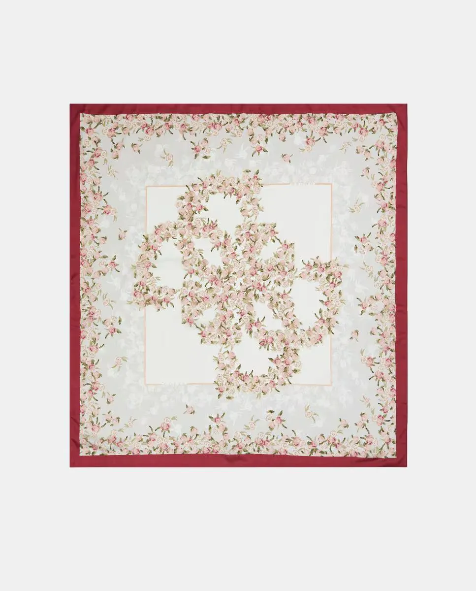 Шарф с цветочным принтом и логотипом Guess, розовый 
Шарф с цветочным принтом и логотипом Guess, розовый